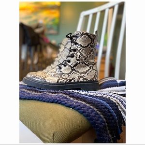 Faux Snakeskin combat boot